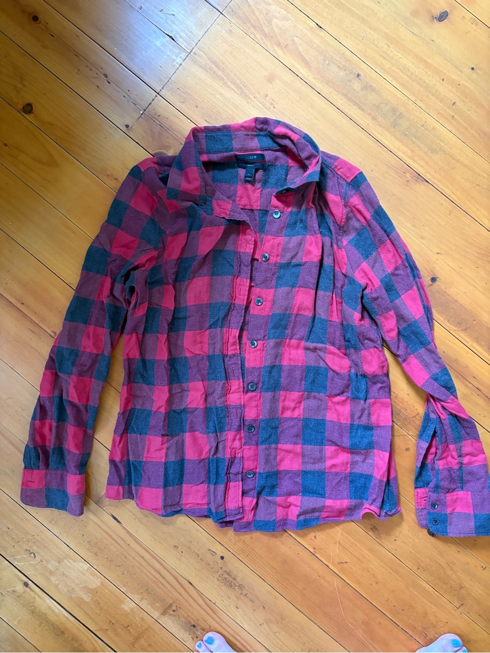 J. Crew Red and Black Plaid Button-Down Shirt